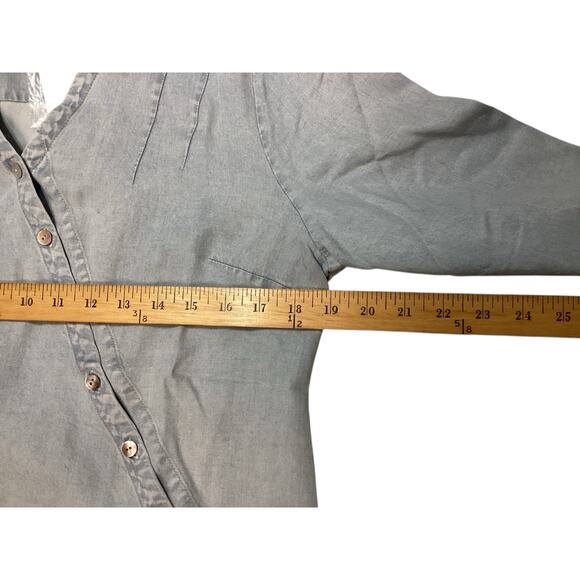 Soft Sorroundings Washed Tencel Tunic roll sleeves size PM light wash denim - Picture 7 of 9